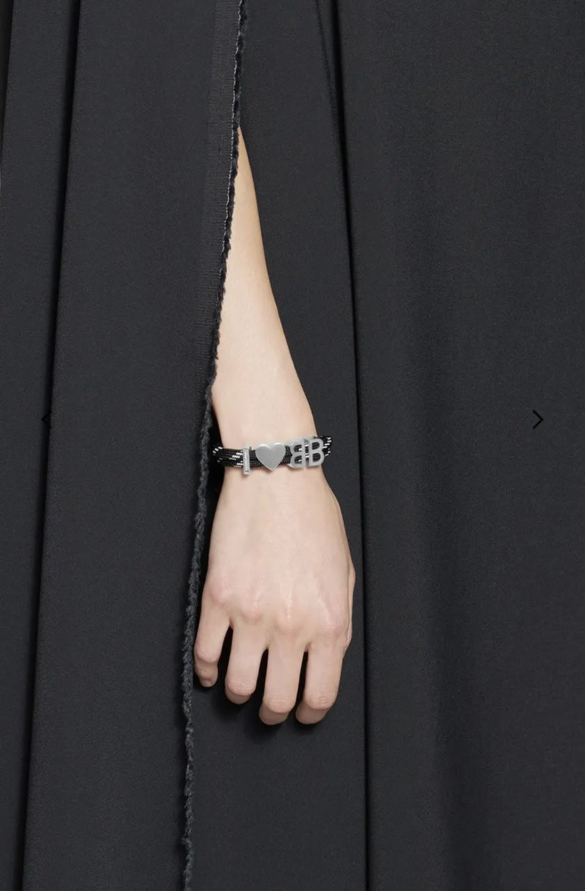 Balenciaga Heart and BB Charm Rope Bracelet - Hình 3