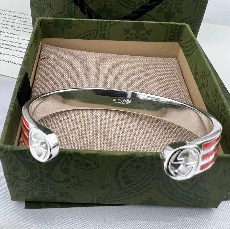 Premium Adidas Inspired Cuff Bracelet in Silver Finish - Hình 5