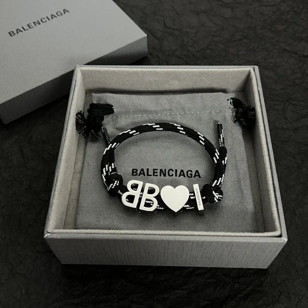 Balenciaga Heart and BB Charm Rope Bracelet - Hình 5
