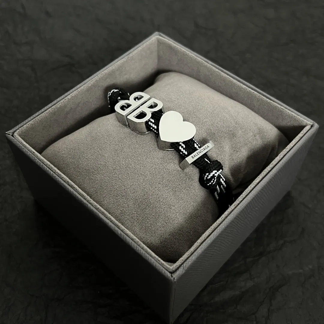 Balenciaga Heart and BB Charm Rope Bracelet - Hình 6