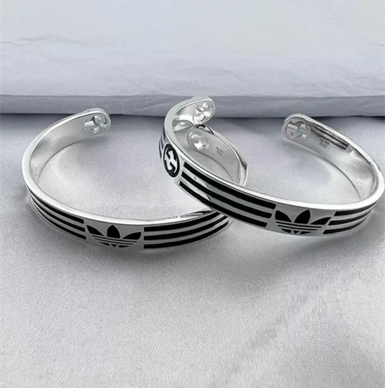 Premium Adidas Inspired Cuff Bracelet in Silver Finish - Hình 7