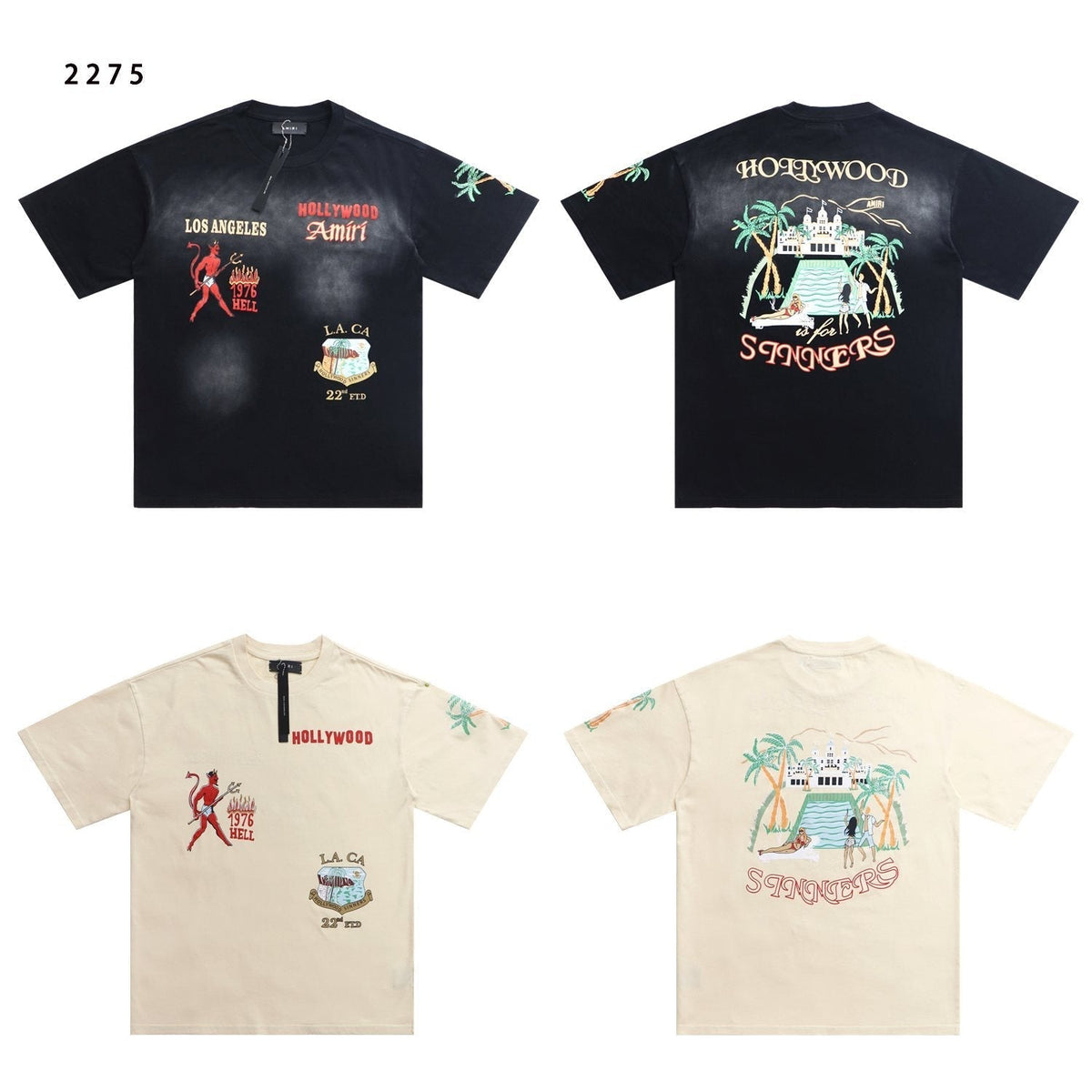 AMIRI Crystal Sinners Graphic T-Shirt — comparison