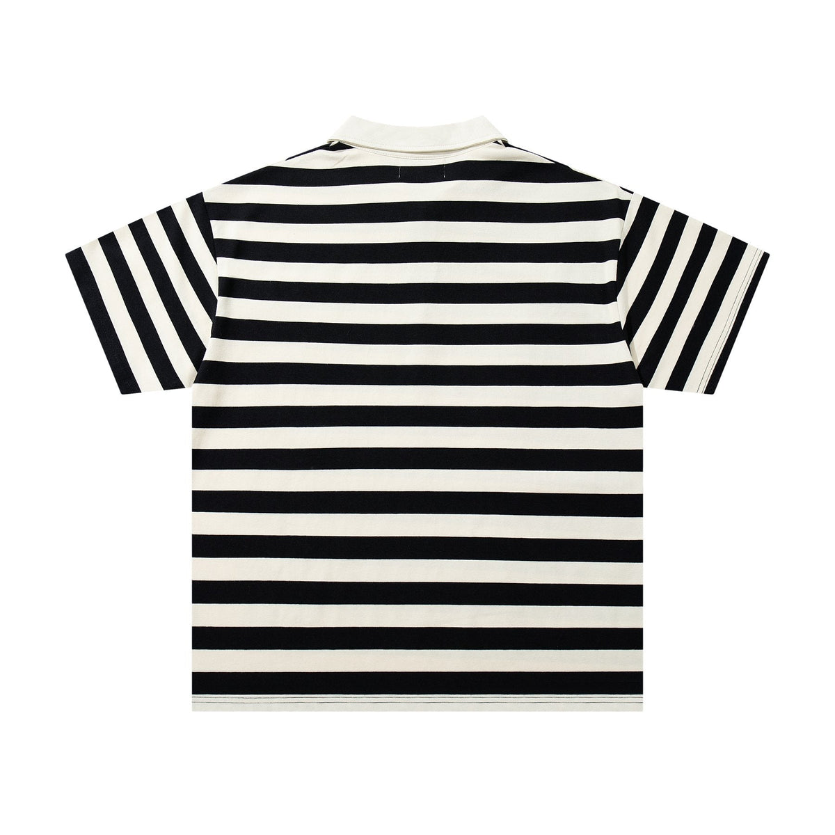 MAJESTIK Skull Graphic Striped Zip-Collar T-Shirt — back
