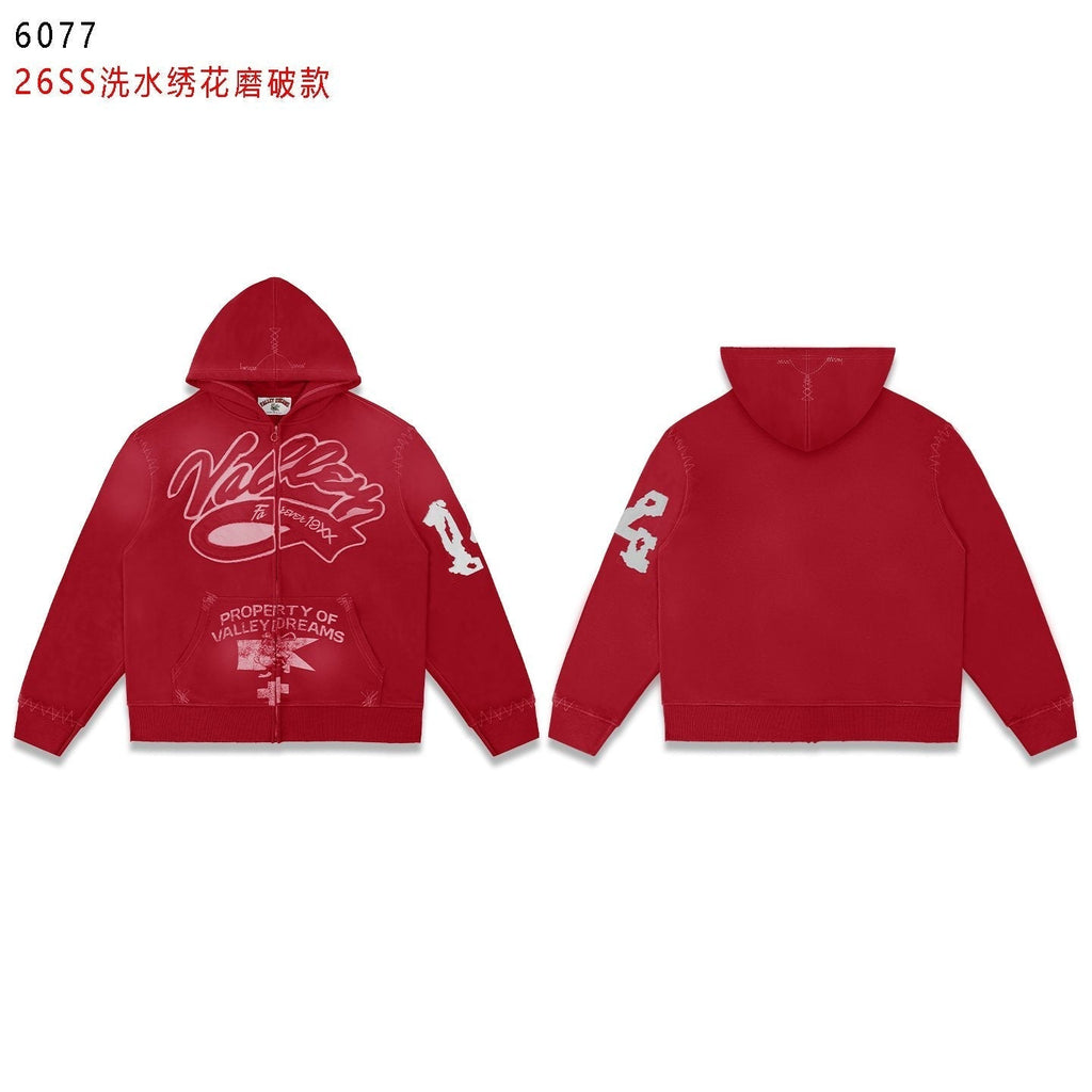 Valley Dreams Washed Full-Zip Graphic Hoodie — front