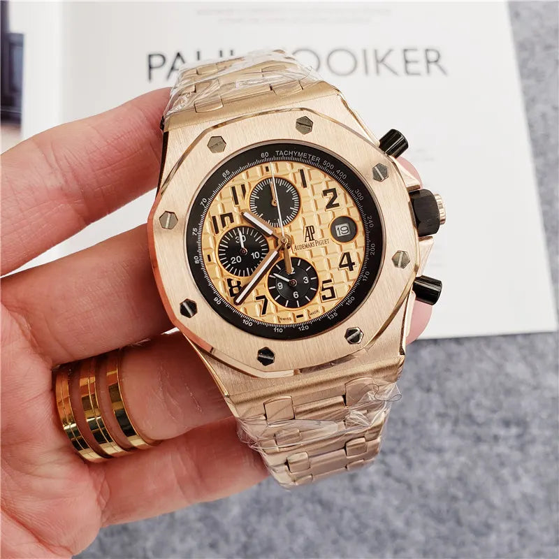 chronograph Audemars Piguet Rose Gold Black Dial - Hình 8