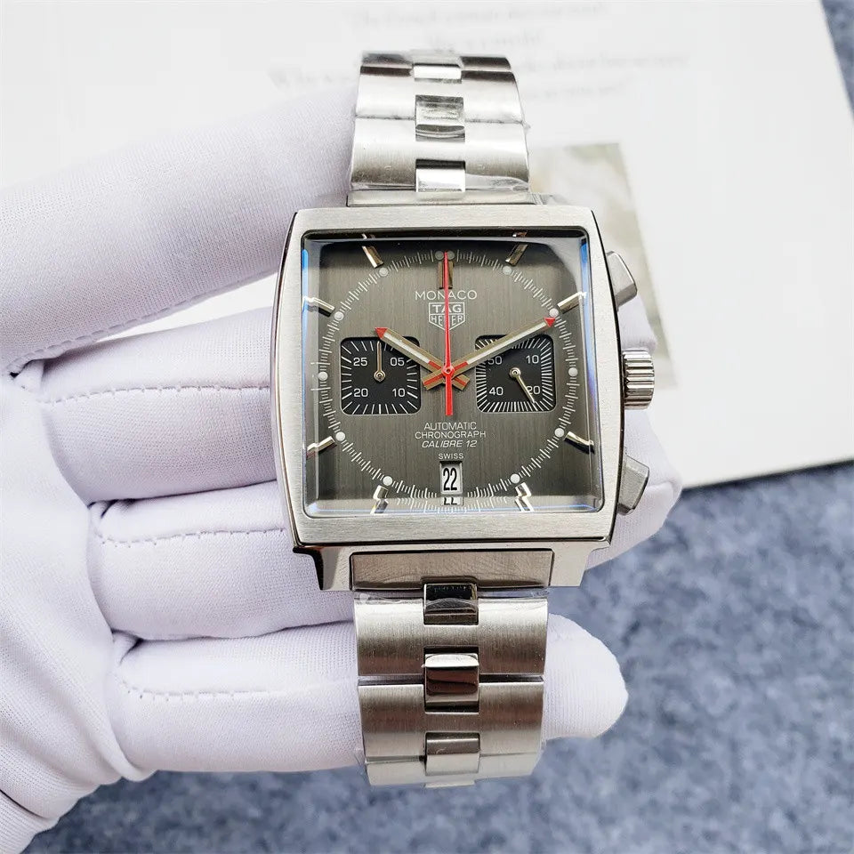 stainless TAG Heuer Monaco Grey Dial